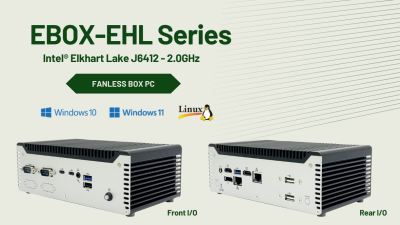 アイコップ　インテル® エルクハートレイク J6412 クアッドコアプロセッサー (2.0GHz) を搭載したファンレスボックスPC、EBOX-EHL-6412シリーズ